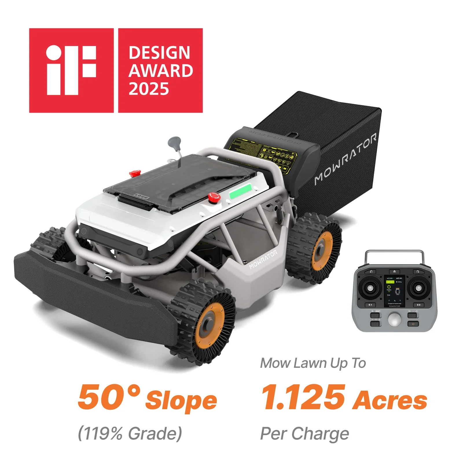 Mowrator S1 21" Leaf & Lawn 4WD 119% Slope (50°) Remote Control Mower Grip Tread Tire Edition - Image 10
