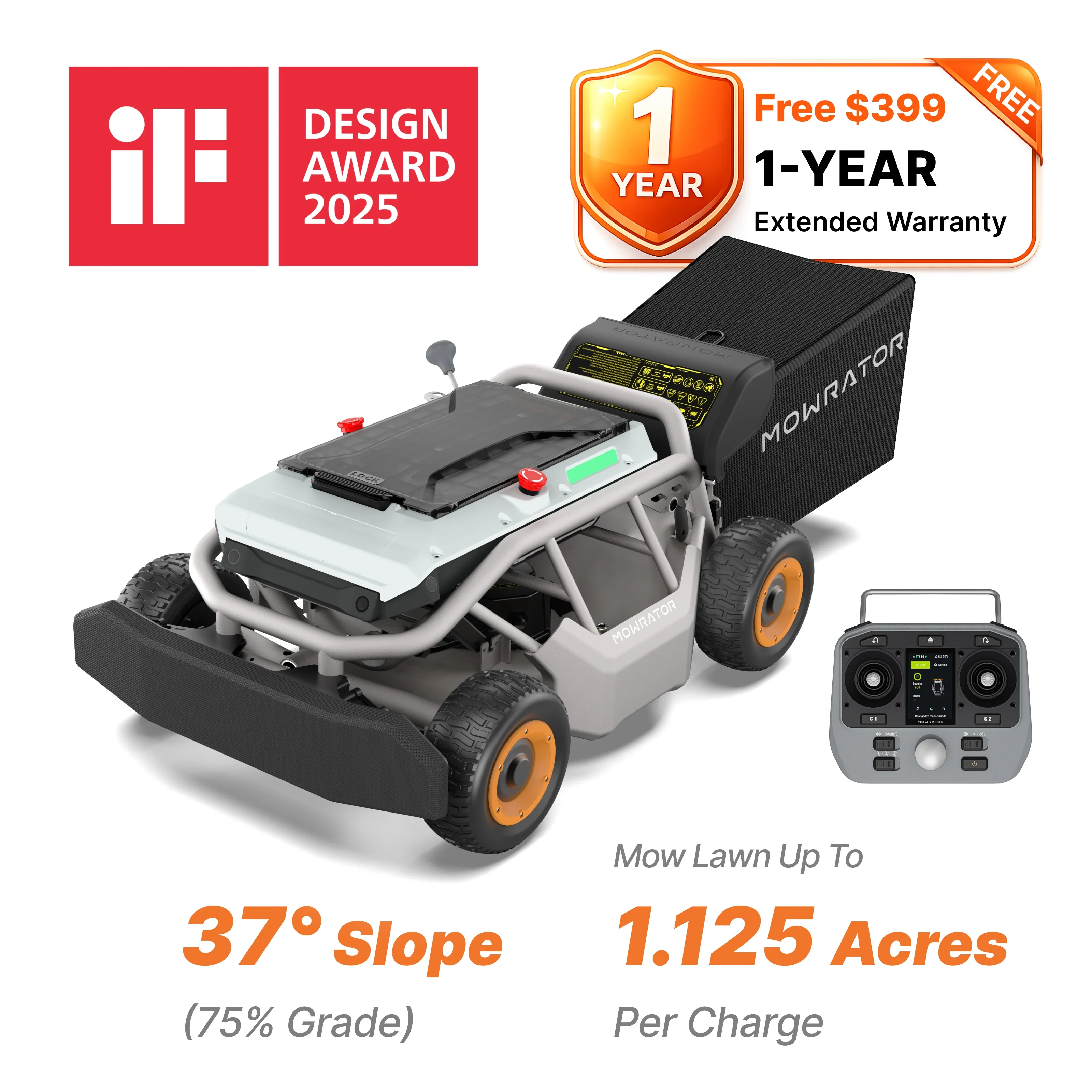 Mowrator S1 21" Leaf & Lawn 4WD 75% Slope (37°) Remote Control Mower - Image 14