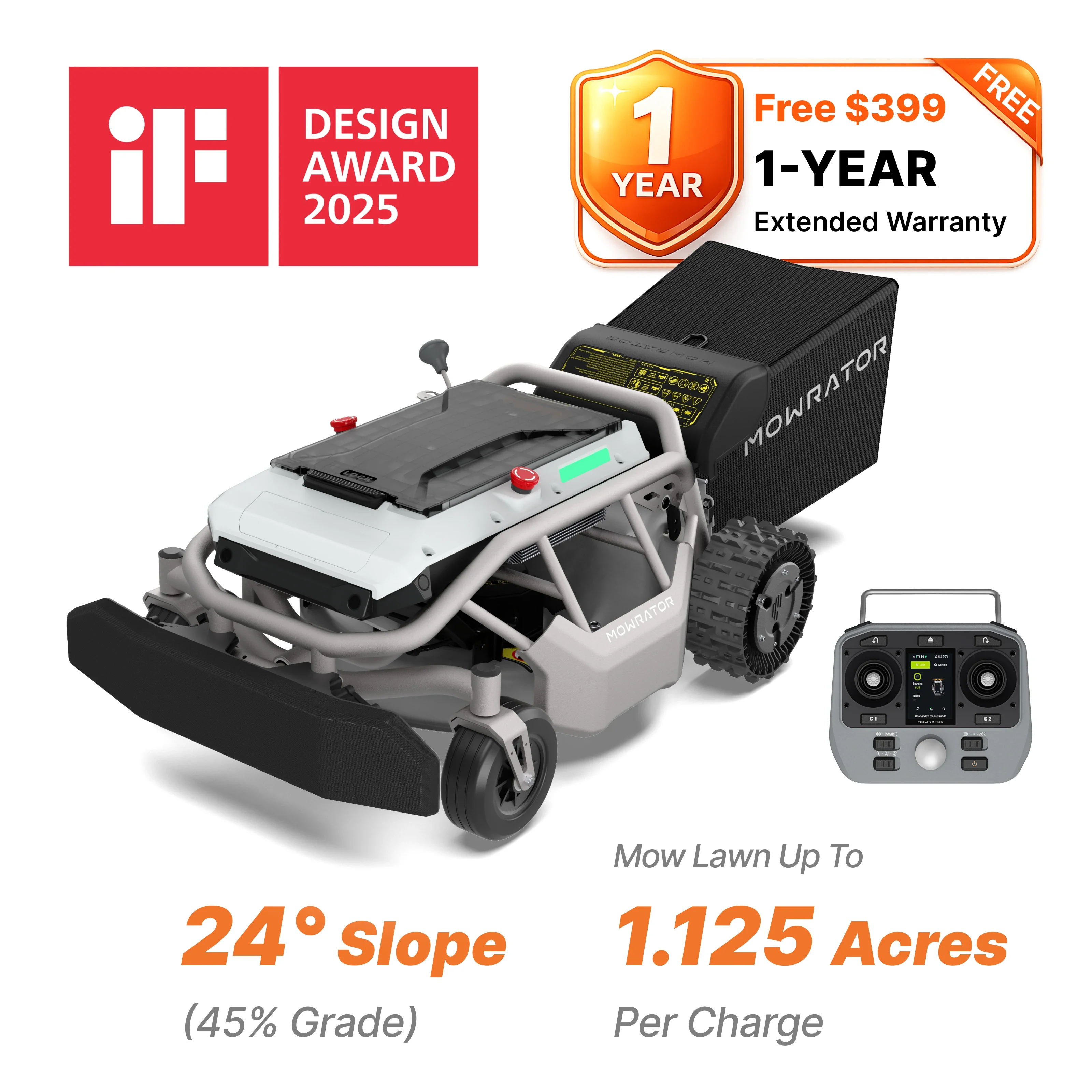 Mowrator S1 21" Leaf & Lawn 2WD 45% Slope (24°) Remote Control Mower - Image 9